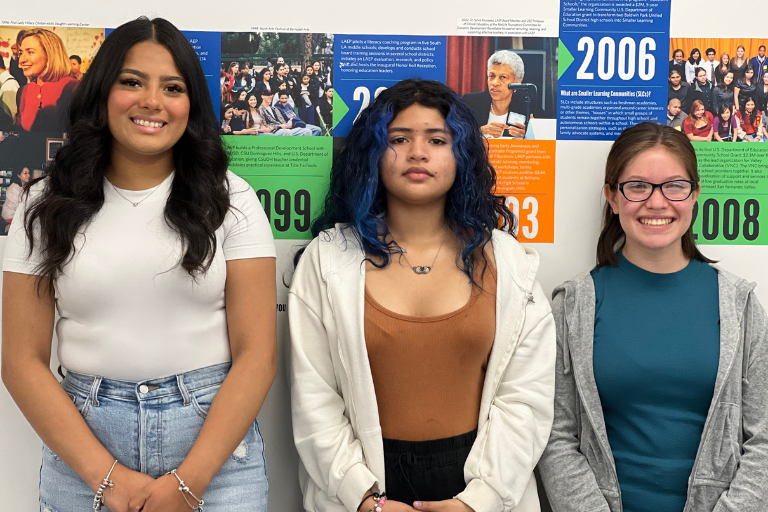 Three high school students who participated in law library internships during summer 2023